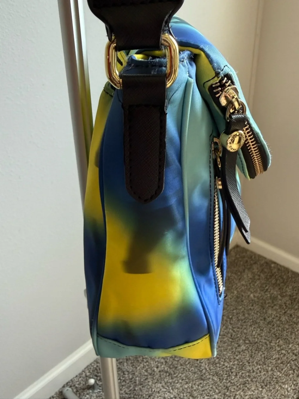 Karl Lagerfeld Paris Cara nylon Blue & Yellow Gradient‎ Eiffel Crossbody Bag
